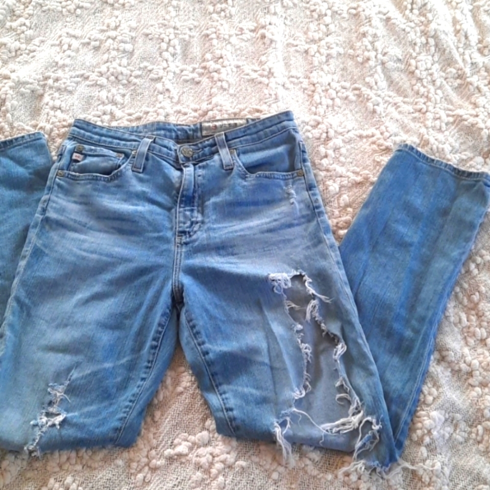 AG high rise tapered leg straight jeans